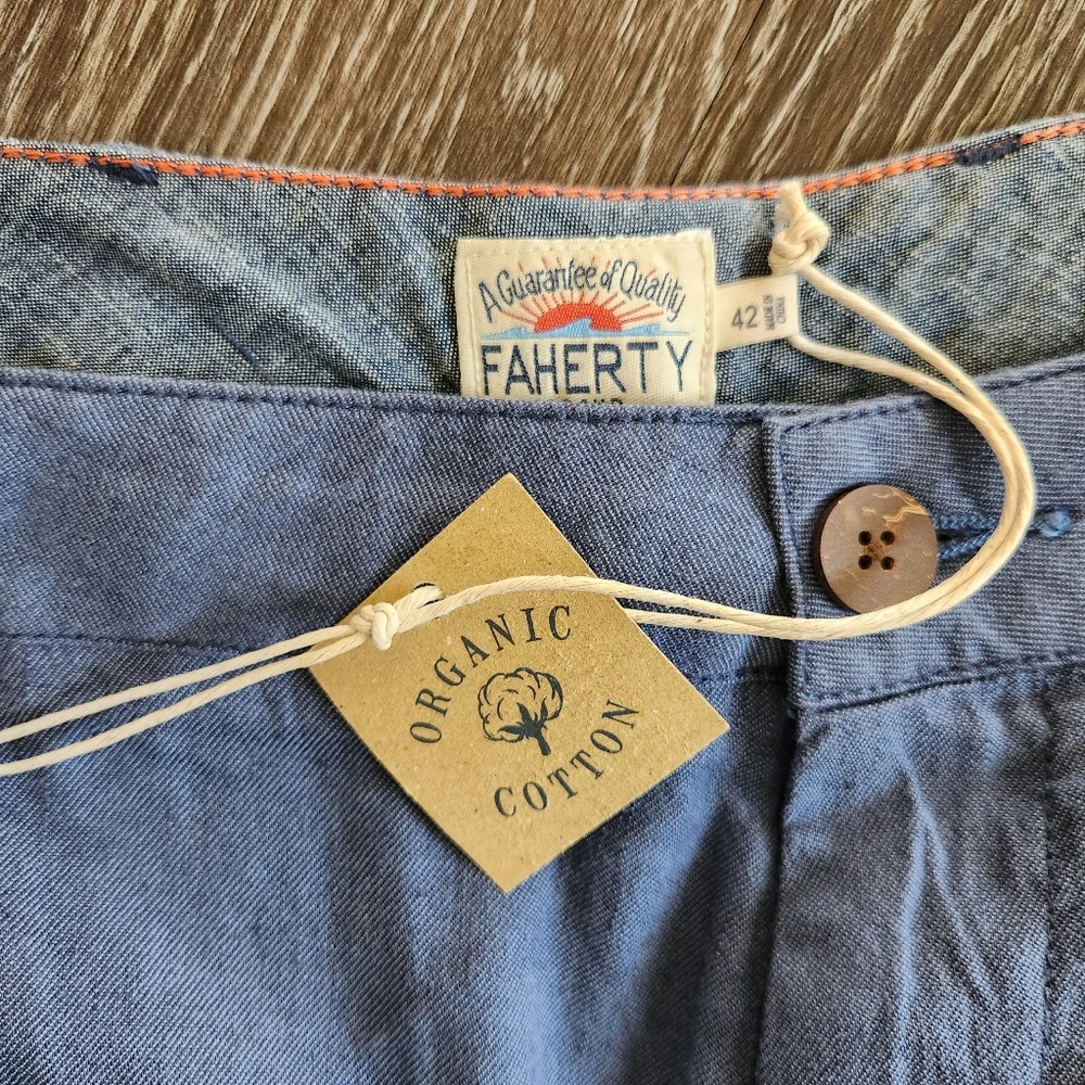 Faherty Mens Blue Tradewinds Linen Blend Shorts Size 42 NWT 7.5